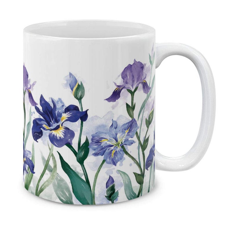 MUGBREW 11 OZ Coffee Mug Flowers Plants Garden Variety Designs, Irises Flowers - Image 1